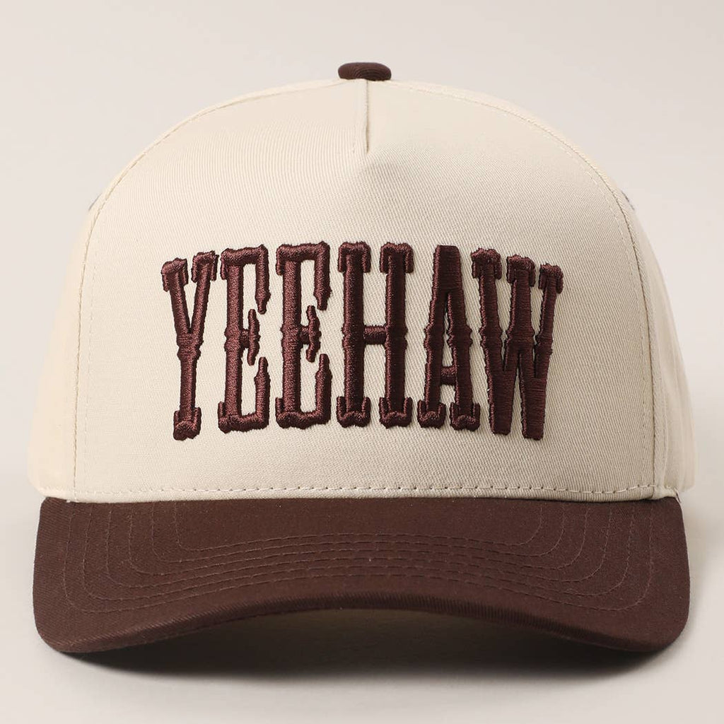 YEEHAW Two-Tone Embroidered Trucker Hat: RED / ONE SIZE