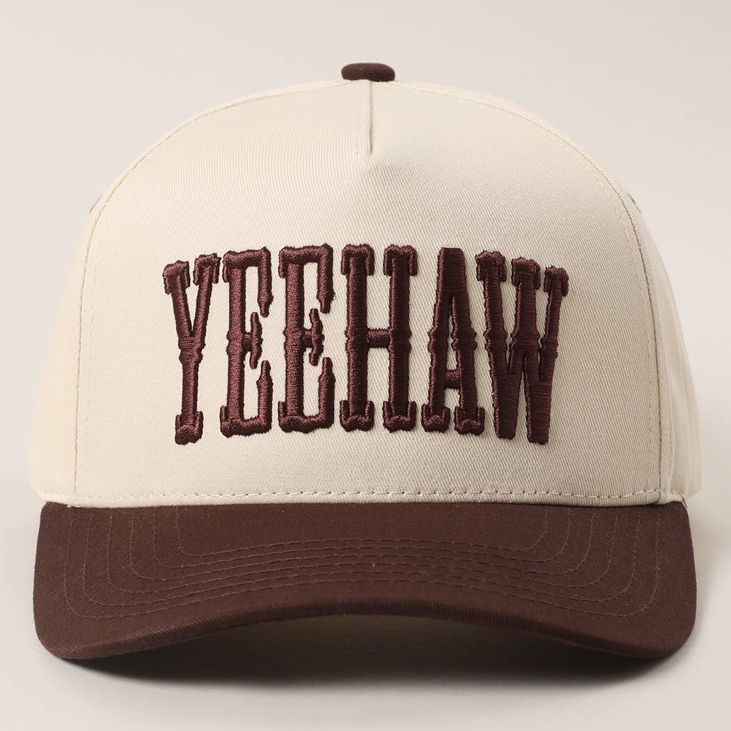 YEEHAW Two-Tone Embroidered Trucker Hat: RED / ONE SIZE