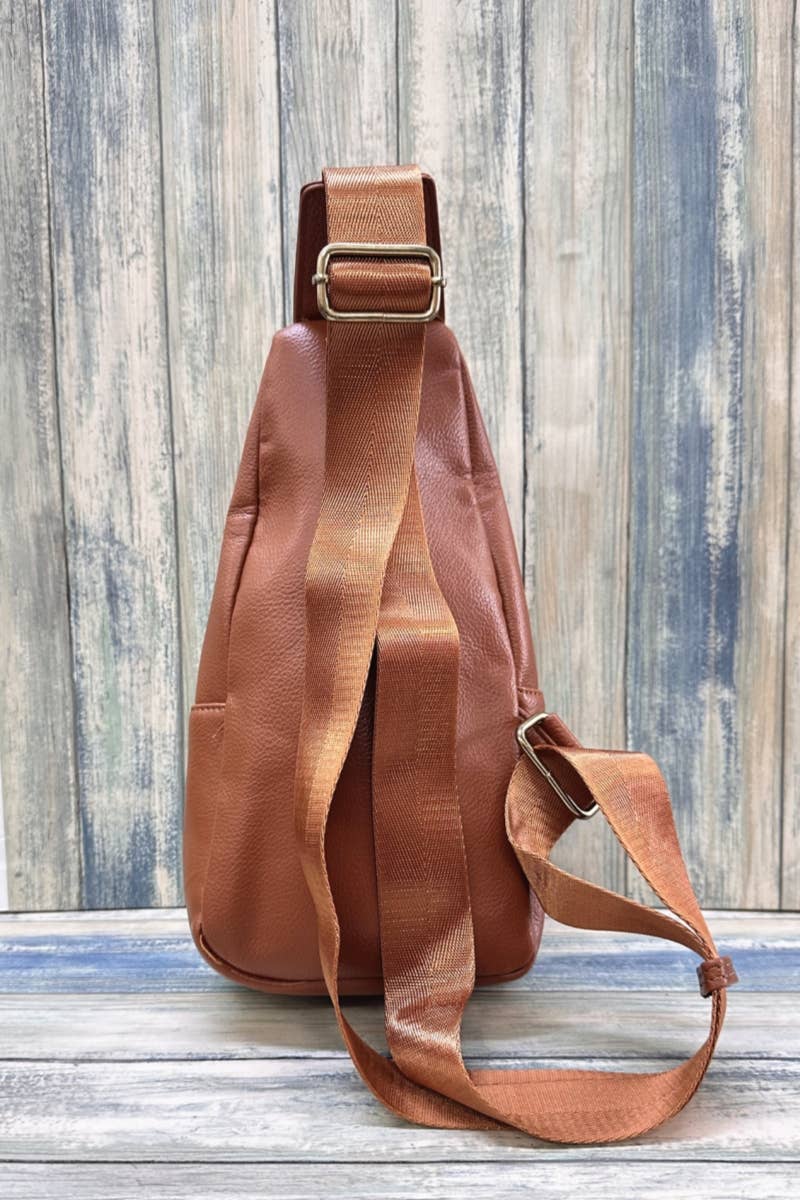 COW PRINT CROSSBODY SLING BAG PURSE : Brown