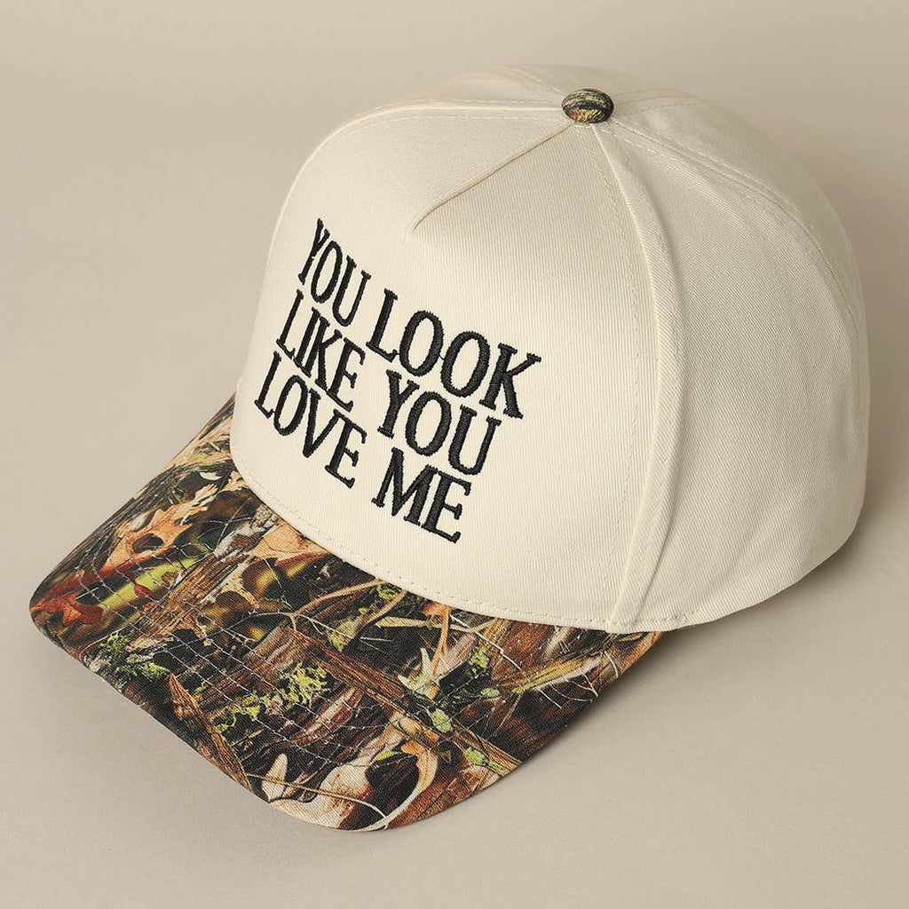 You Look Like You Love Me Embroidery Camo Trucker: CAMO-BLACK / ONE SIZE