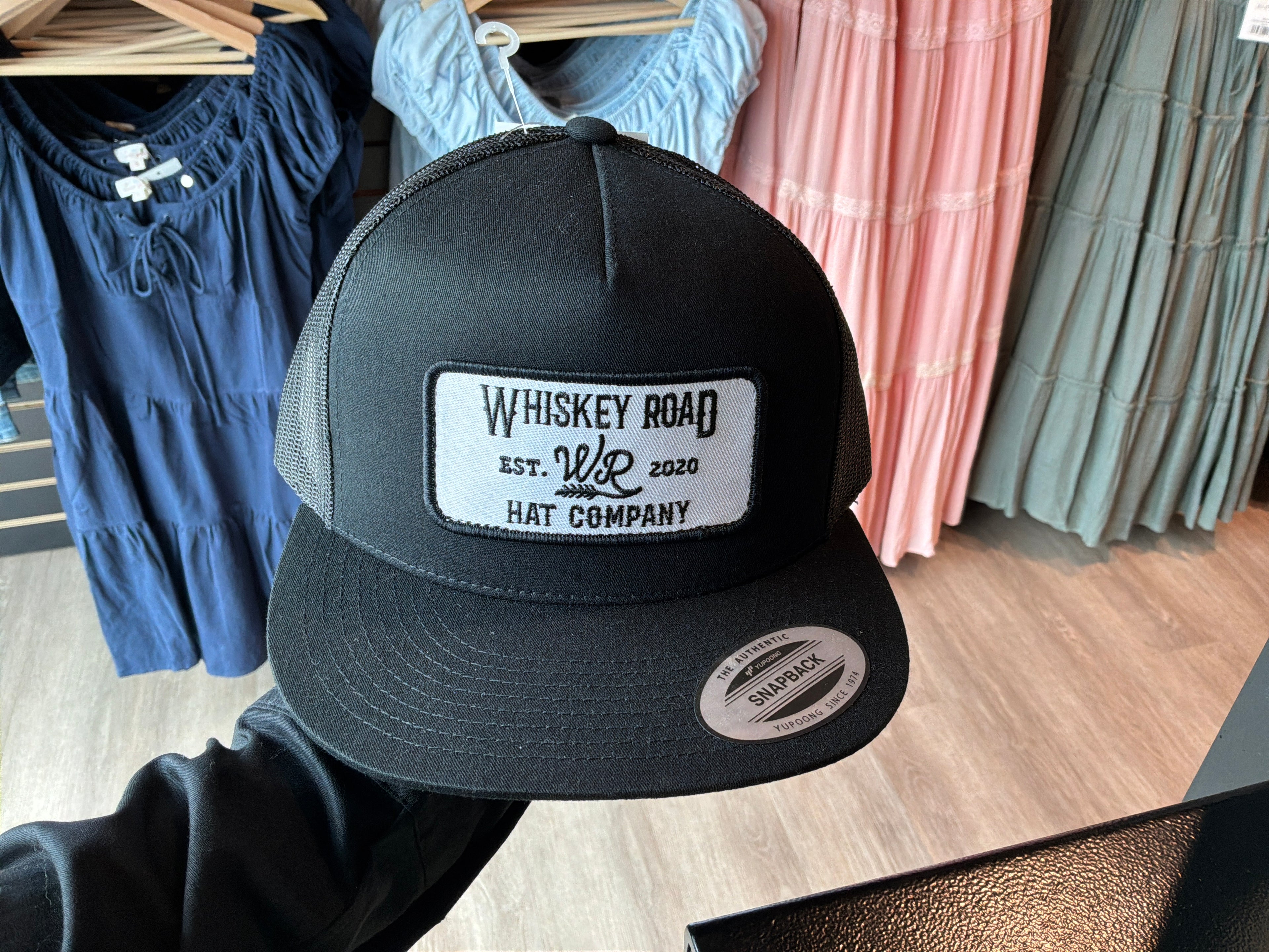 Whiskey Road Hat - Black with White Patch