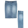 PLUS SIZE DENIM PENCIL SKIRT: Light Wash