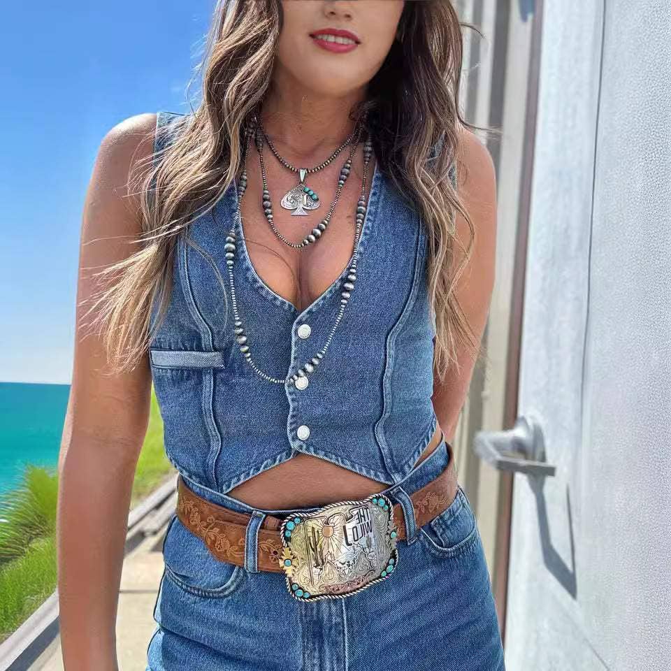 Denim Vest: DARK BLUE