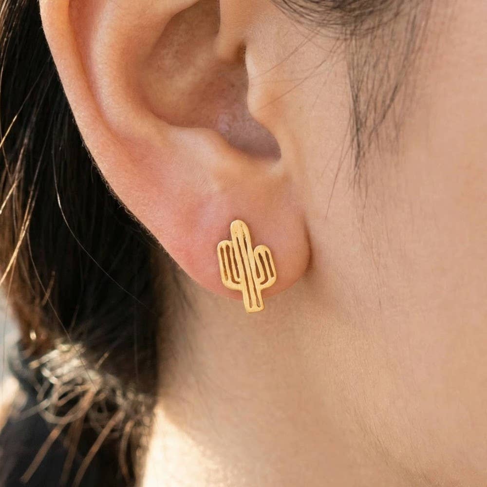 Dainty Desert Cactus Stud Earrings