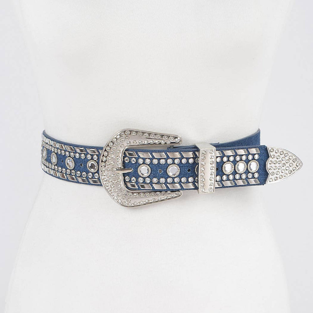Rhinestone Metal Studded Multi Metal Belt PB8610: LBL