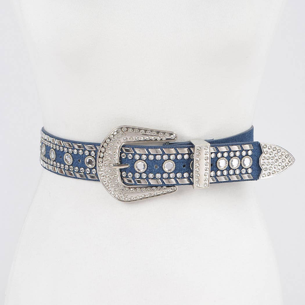 Rhinestone Metal Studded Multi Metal Belt PB8610: SL