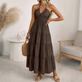 Women's Halter Tiered Maxi Dress Backless Boho Summer Vacation