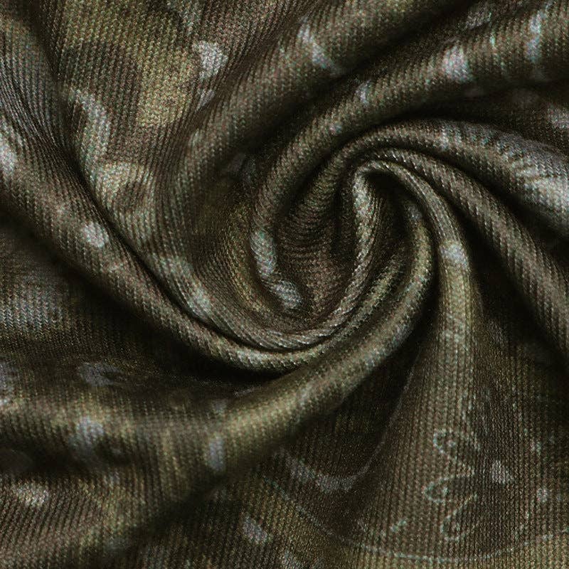 Boho Paisley Strapless Bandeau Handkerchief Top: Army Green / 95%Polyester 5% Elastane / L