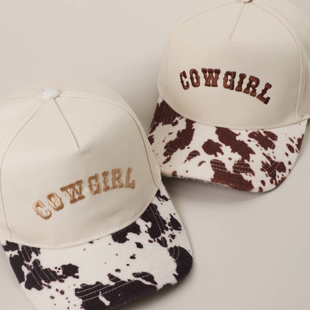 COW GIRL Embroidered Animal Print Trucker Hat: BLKBE / One Size