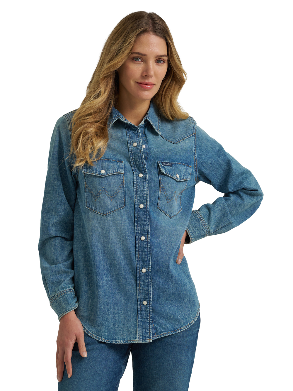 Wrangler Denim Snap Shirt - Tinted Denim