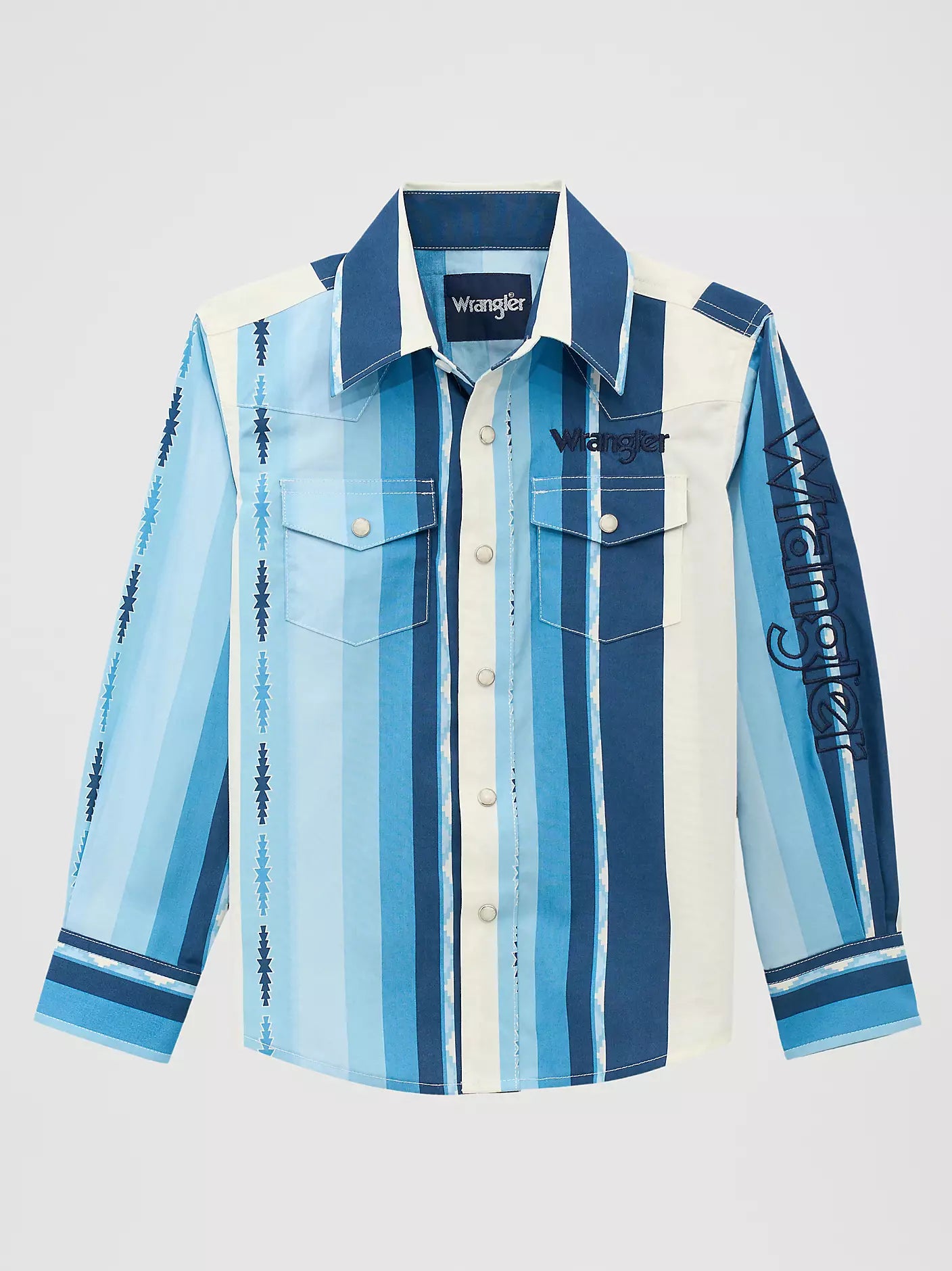 Wrangler Boy's Logo Stripes Western Snap Shirt
