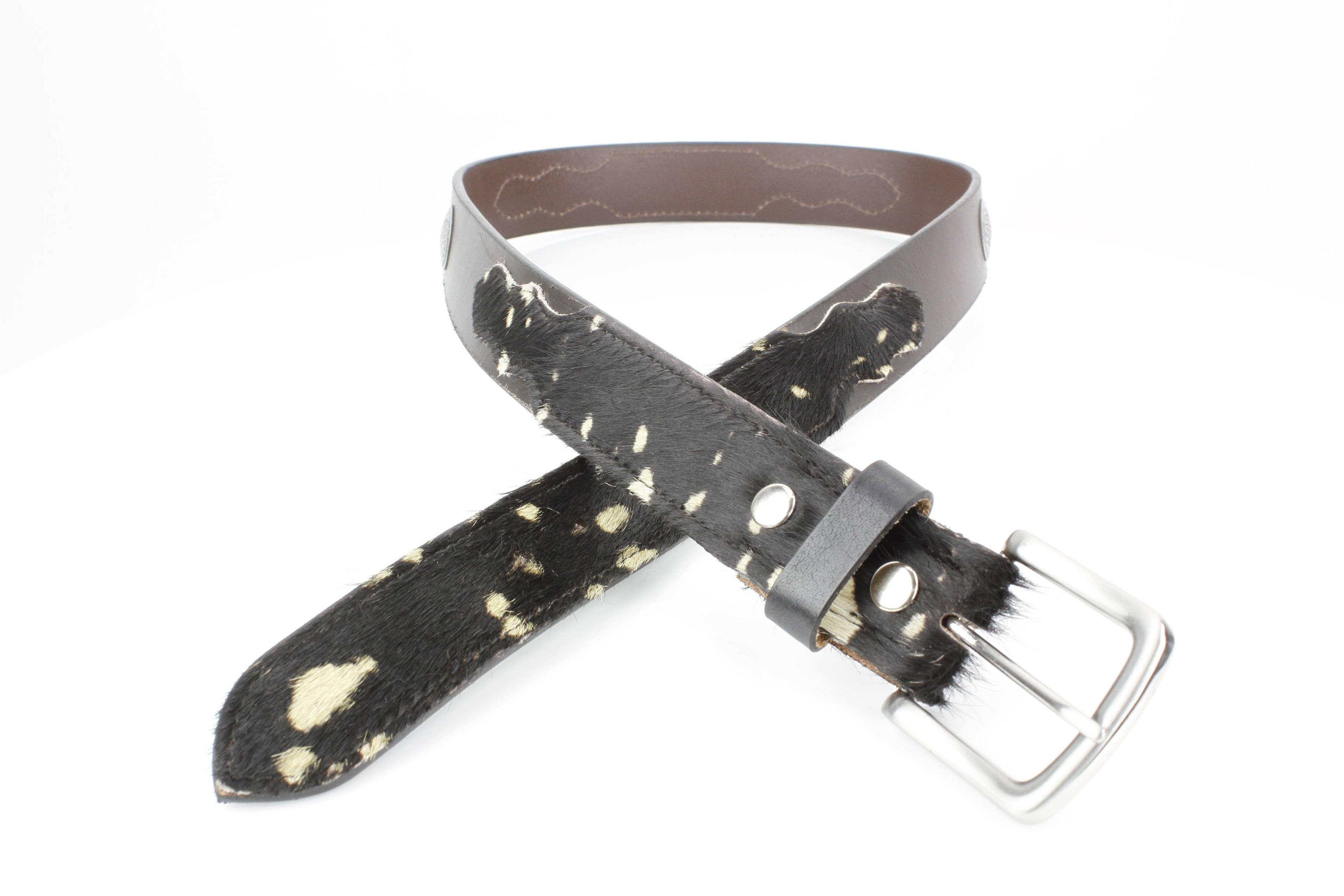 Western Black Hair-on-Hide Patch Leather Belt ABB 14-2627