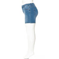 PLUS SIZE DENIM BASIC CLEAN HEM SHORTS: Medium Wash