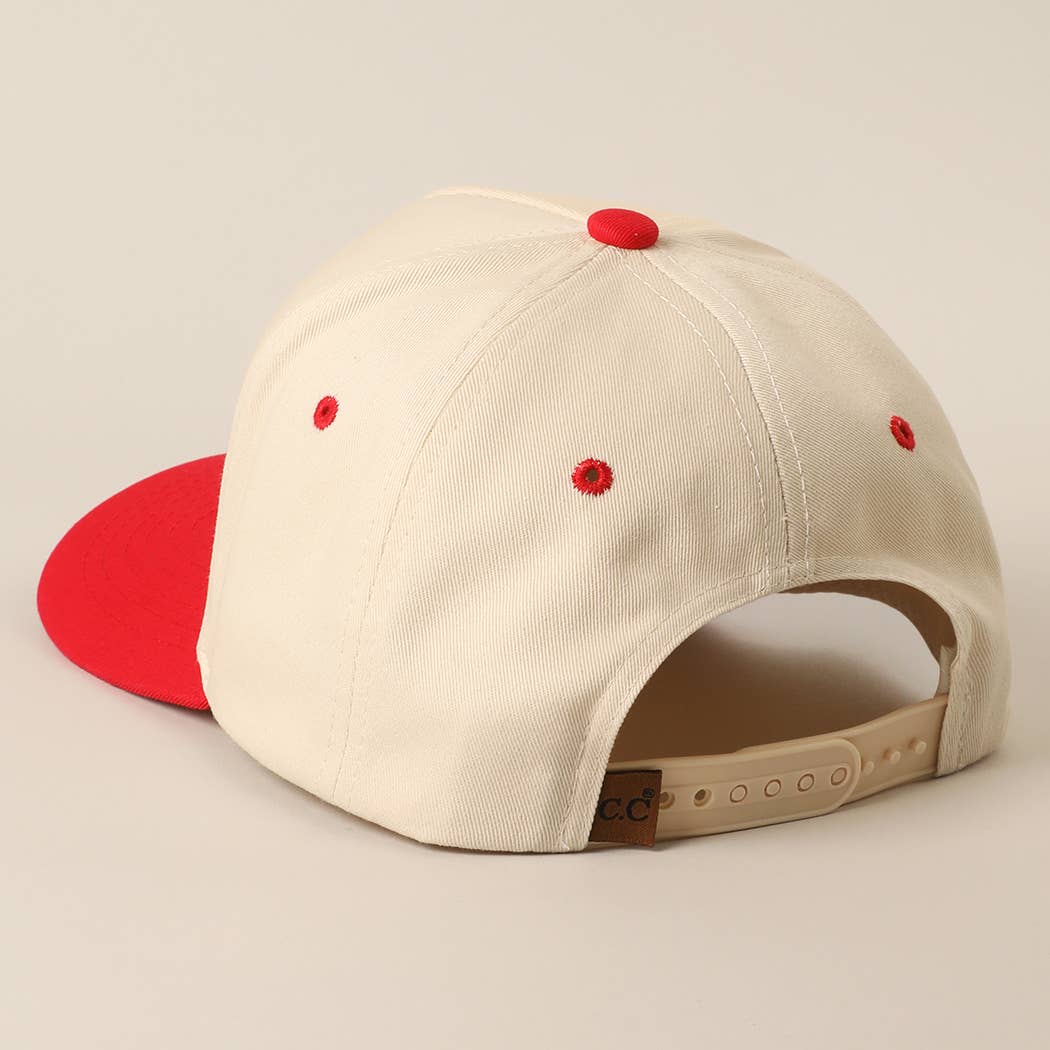 YEEHAW Two-Tone Embroidered Trucker Hat: RED / ONE SIZE