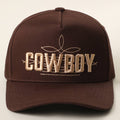 COWBOY 3D Embroidered Two-Tone Trucker Hat: BROWN/BROWN / ONE SIZE