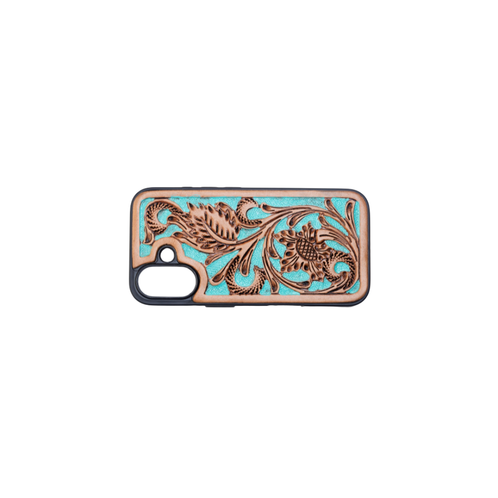 Hawk Ridge Phone Case for iPhone 16: Turquoised Embossed