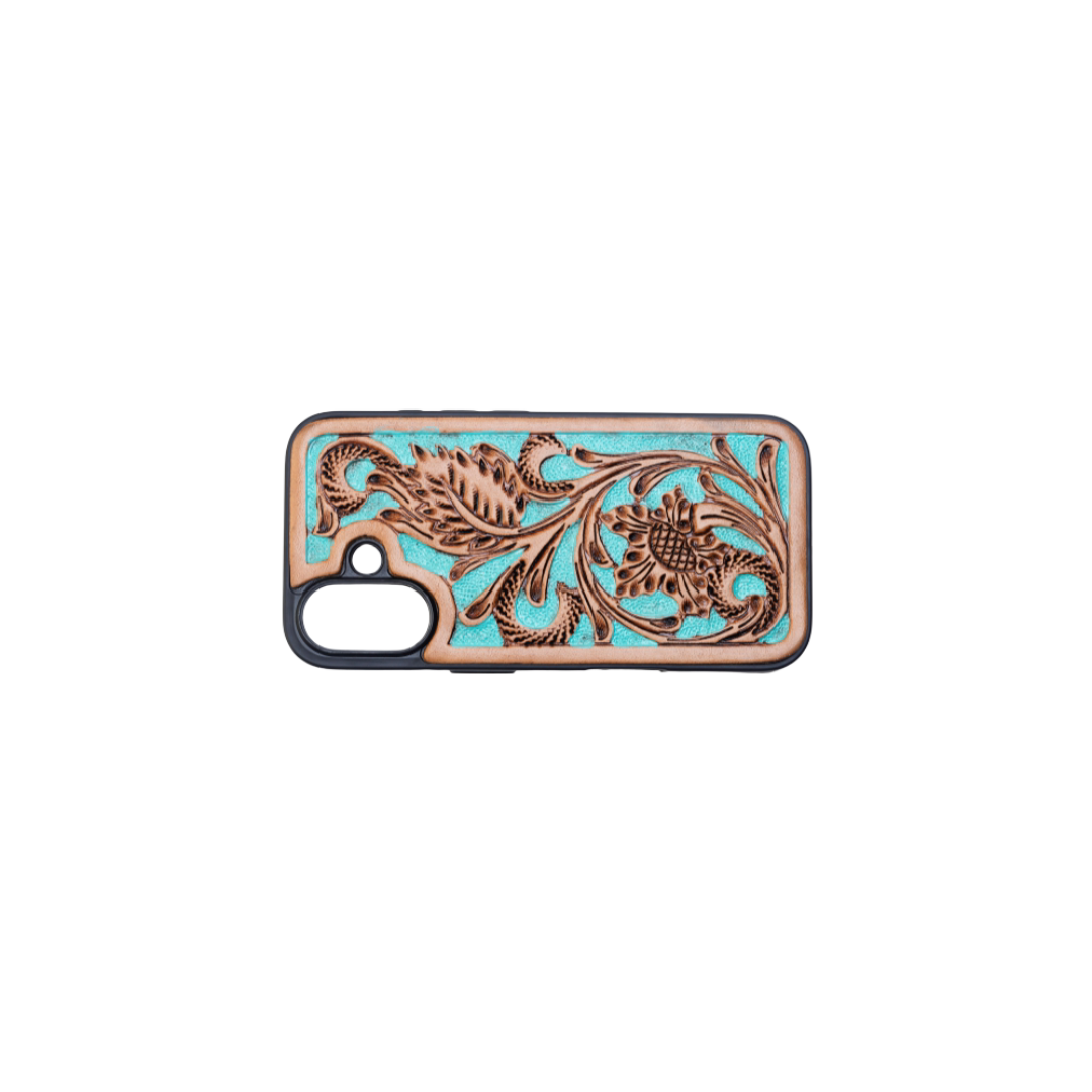 Hawk Ridge Phone Case for iPhone 16: Turquoised Embossed