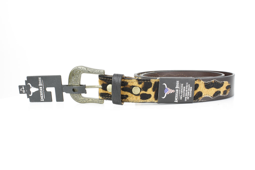 Western Black Leather Belt Hair-on-Hide ABB 14-2633