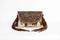 Brown Western Shoulder Bag with Butterfly
