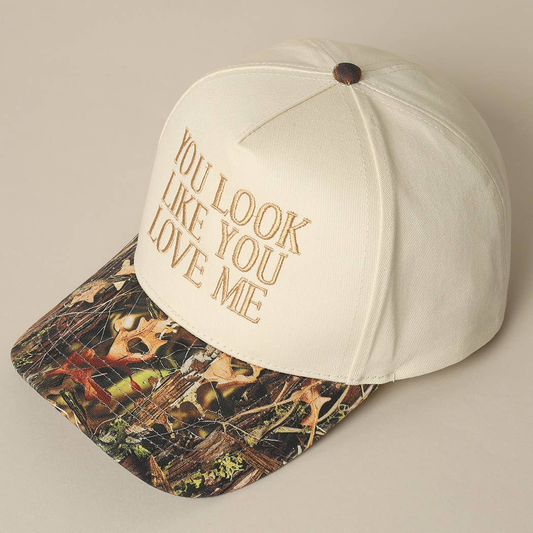 You Look Like You Love Me Embroidery Camo Trucker: CAMO-BLACK / ONE SIZE