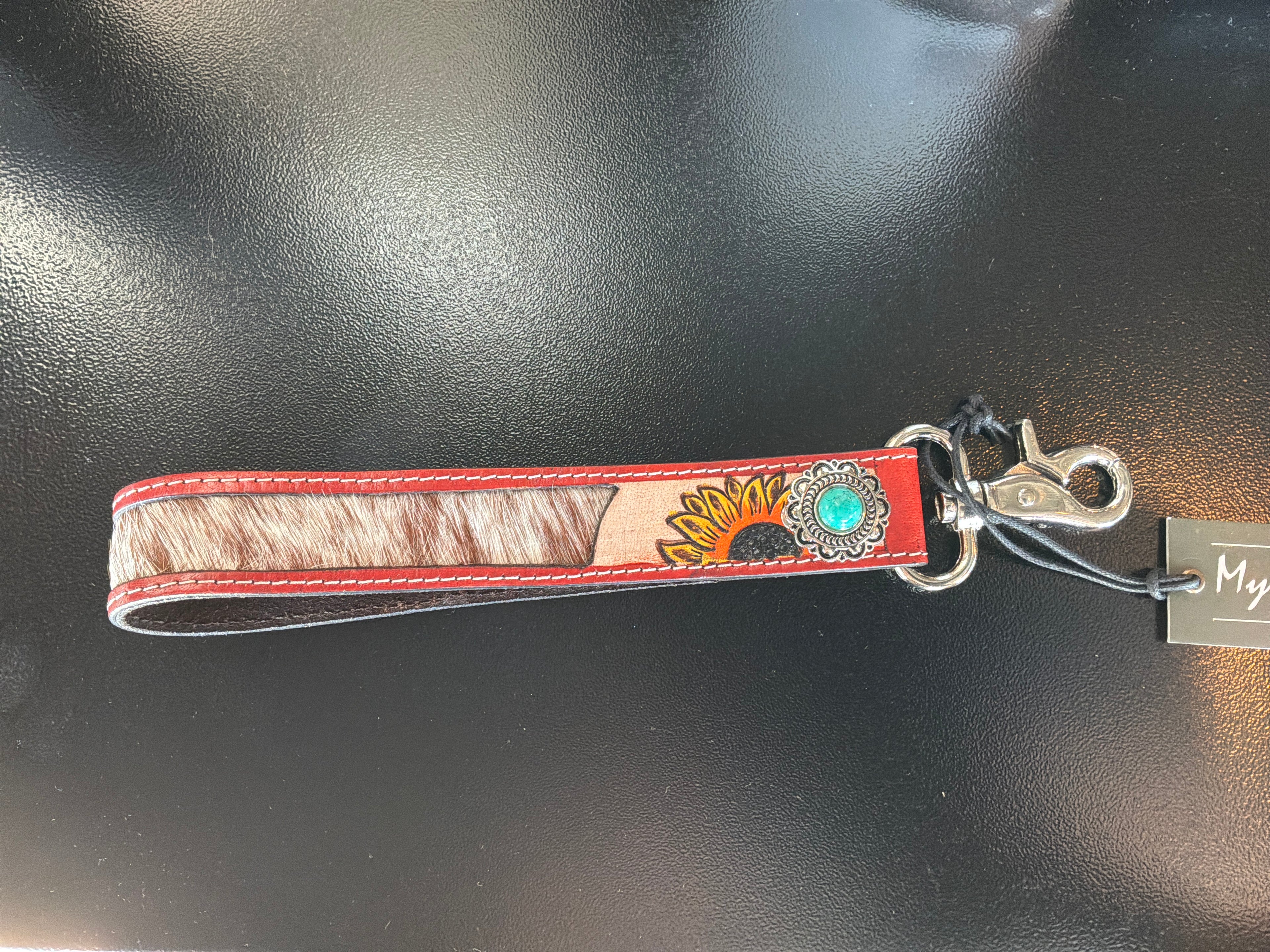 With Love Hand-tooled Key Fob