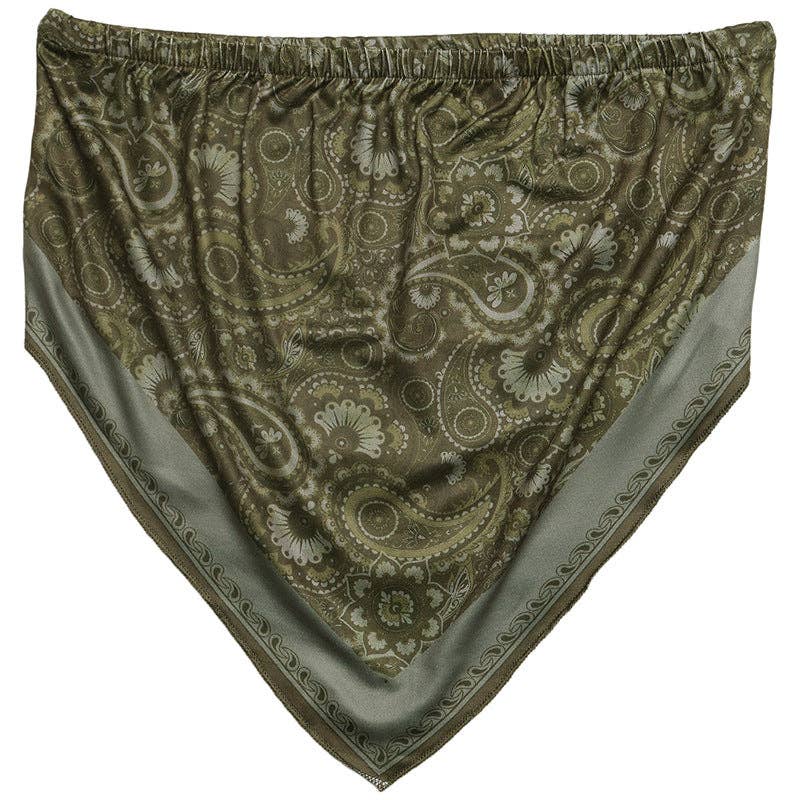 Boho Paisley Strapless Bandeau Handkerchief Top: Army Green