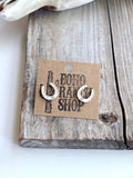 Western Theme Stud Earrings - Steer Longhorn Horse Shoe: Horseshoes Clear