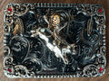 Rose Gold/Silver Red Stone Floral Bull Rider Belt Buckle