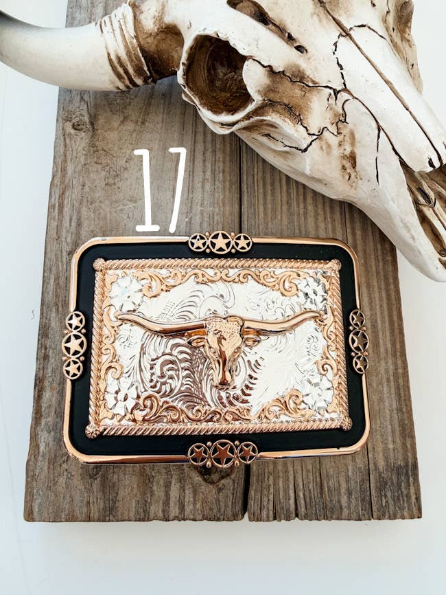 Western Longhorn Steer Metal Belt Buckle: 6