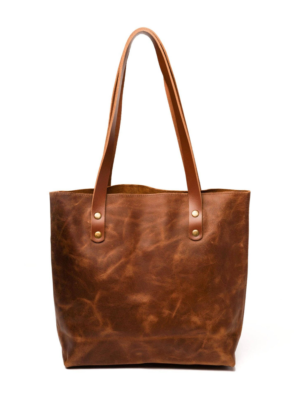 Classic Leather Tote: Saddle Brown