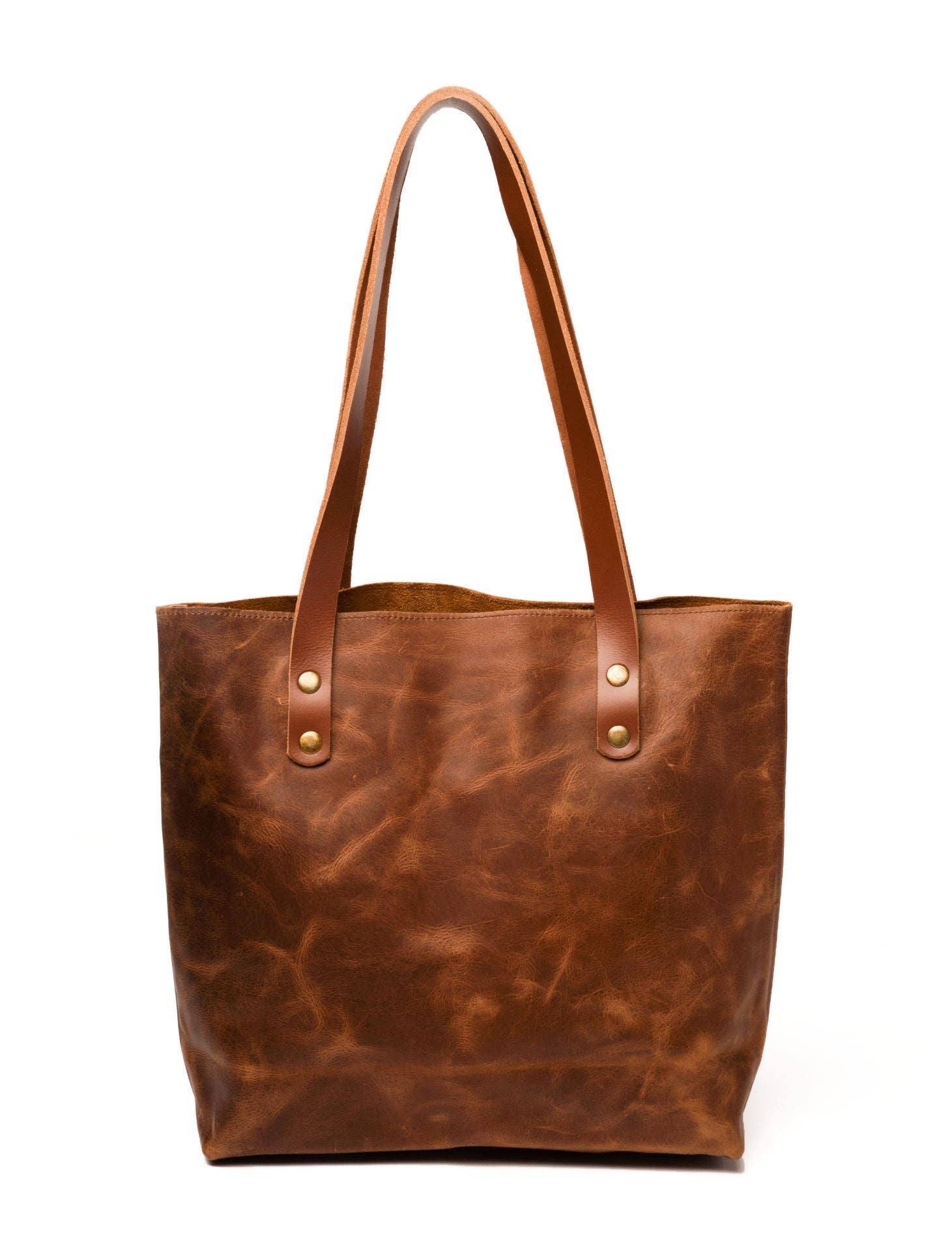 Classic Leather Tote: Saddle Brown