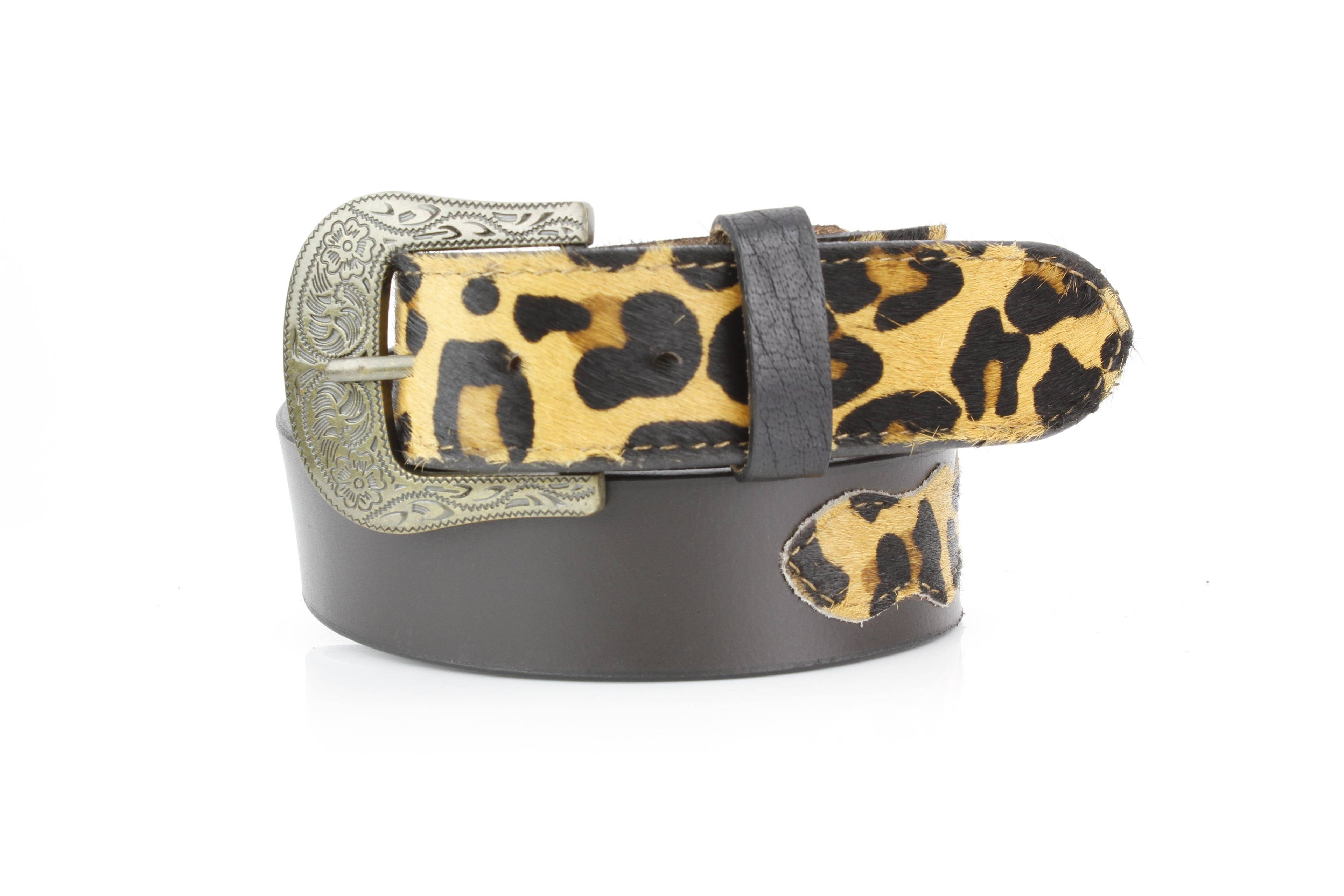 Western Black Leather Belt Hair-on-Hide ABB 14-2633