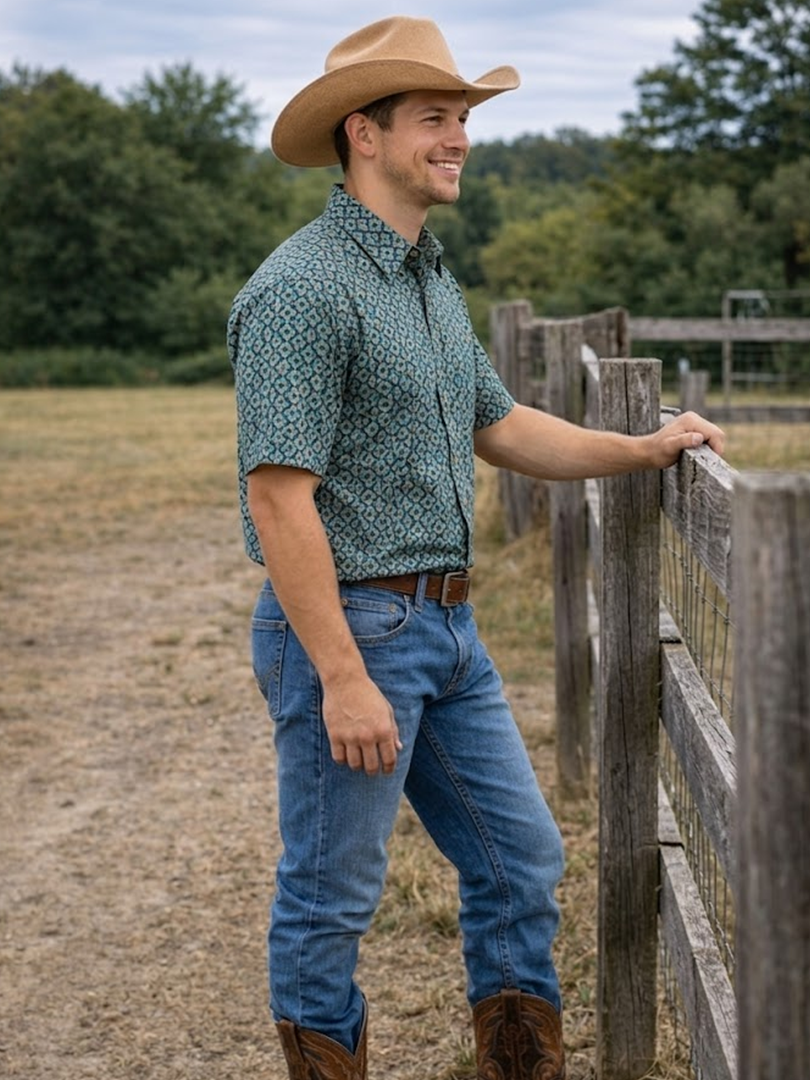 Men's Western Knit Polo with Snaps