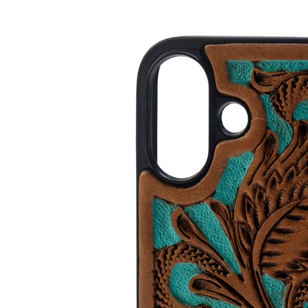 Hawk Ridge Phone Case for iPhone 16: Turquoised Embossed