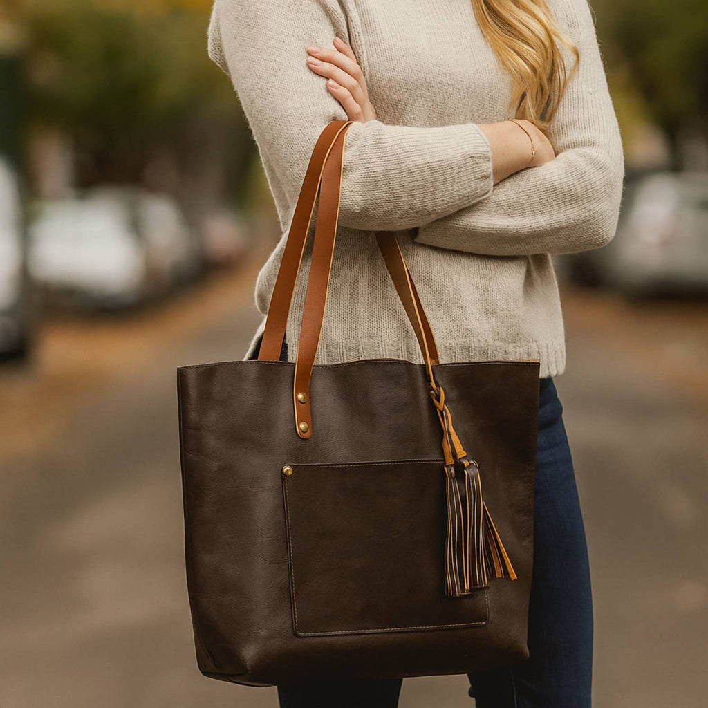 Classic Leather Tote: Coffee Brown
