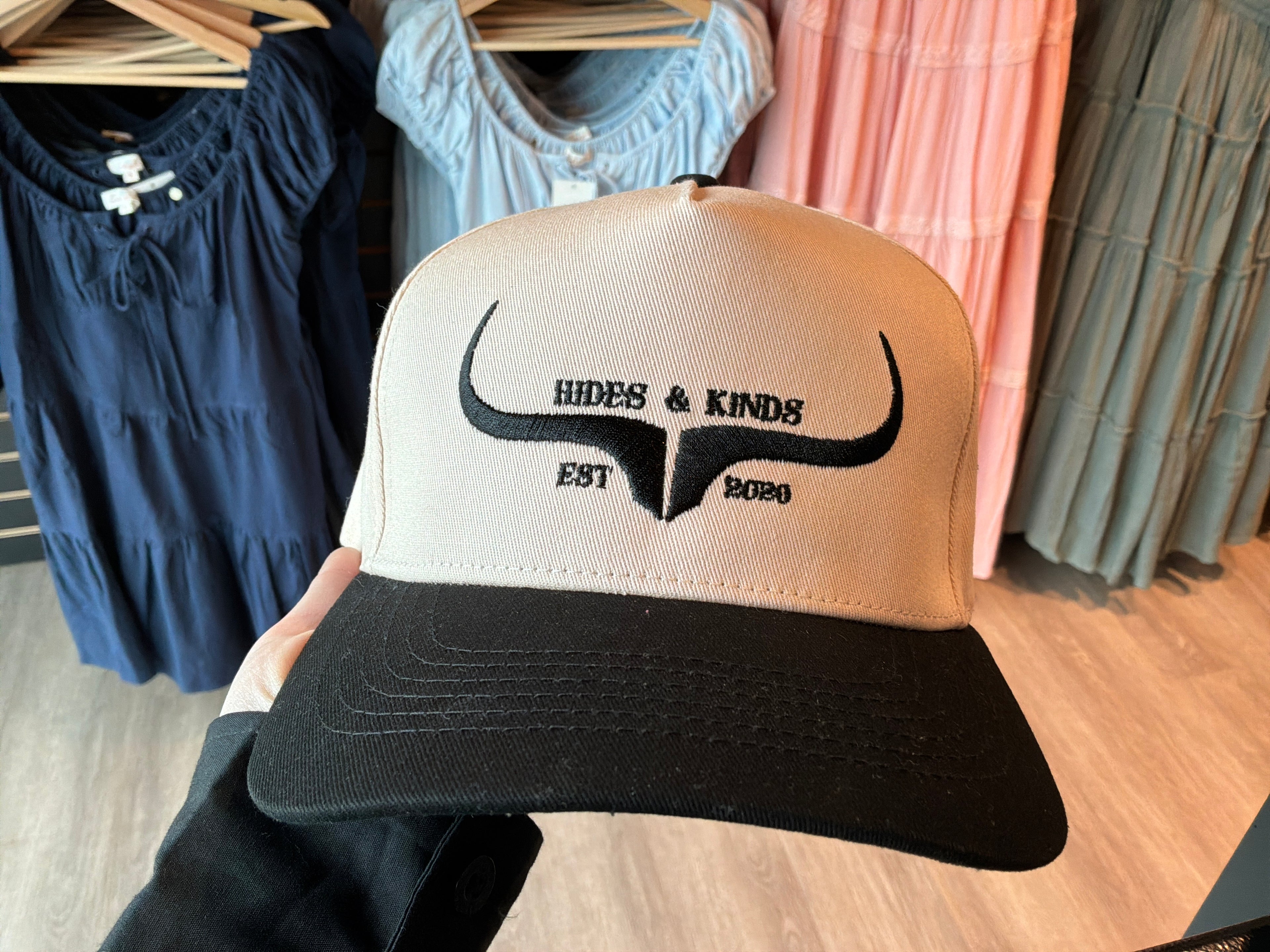 Hides and Kinds Hat - White / Black with Bull Logo