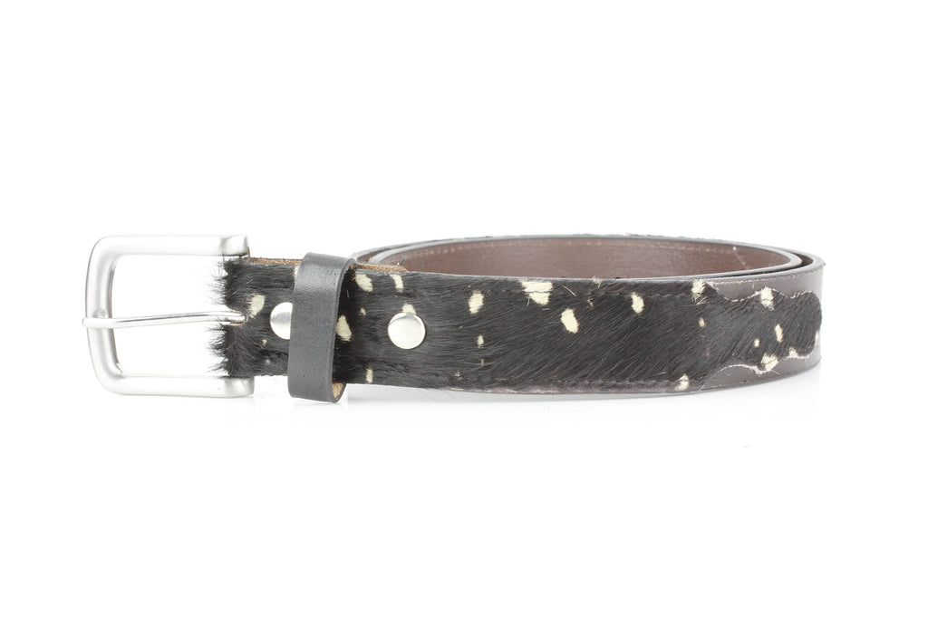 Western Black Hair-on-Hide Patch Leather Belt ABB 14-2627