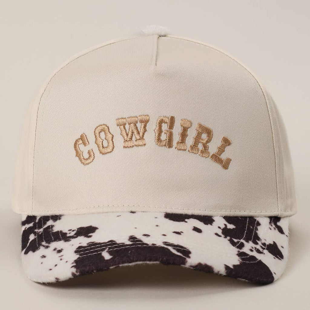 COW GIRL Embroidered Animal Print Trucker Hat: BLKBE / One Size