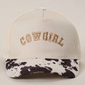 COW GIRL Embroidered Animal Print Trucker Hat: BLKBE / One Size