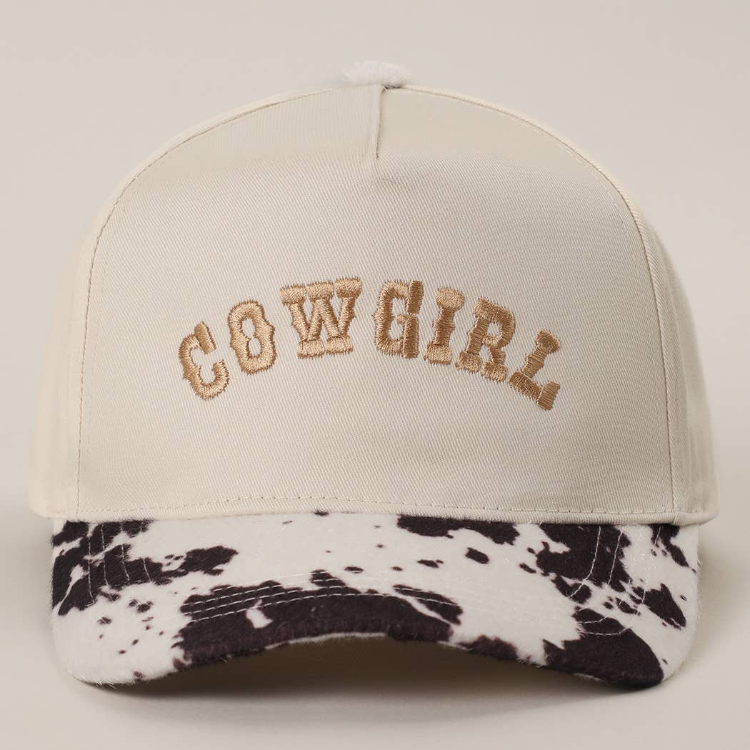 COW GIRL Embroidered Animal Print Trucker Hat: BLKBE / One Size