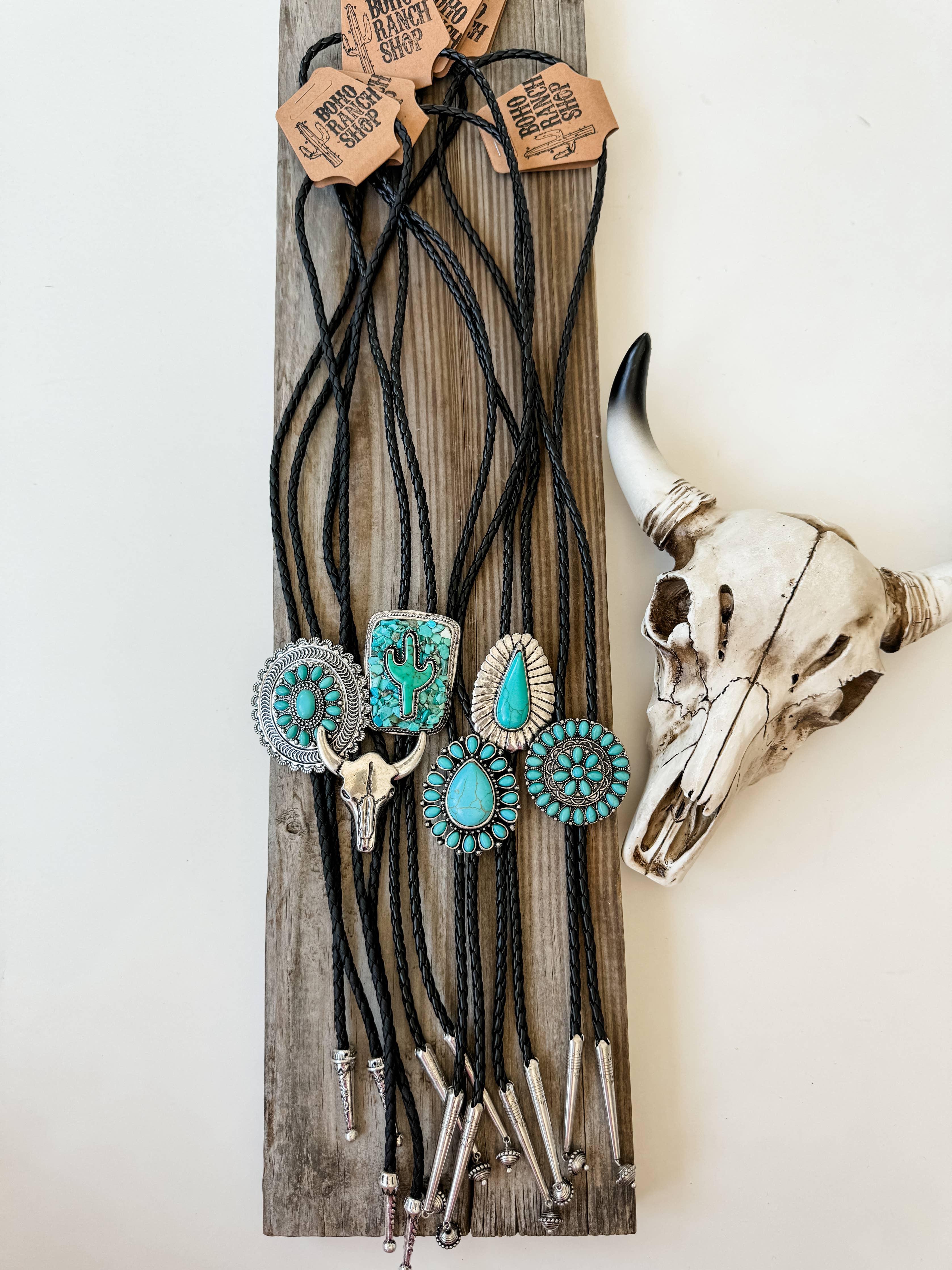 Western Bolo Tie Long Pendant Necklace: STYLE 19
