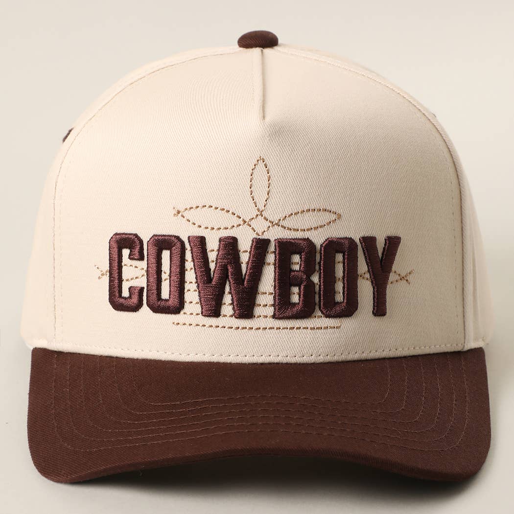 COWBOY 3D Embroidered Two-Tone Trucker Hat: BROWN/BROWN / ONE SIZE