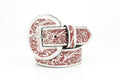Tooled Floral Leather Belt with Covered Buckle ABB 38 1001