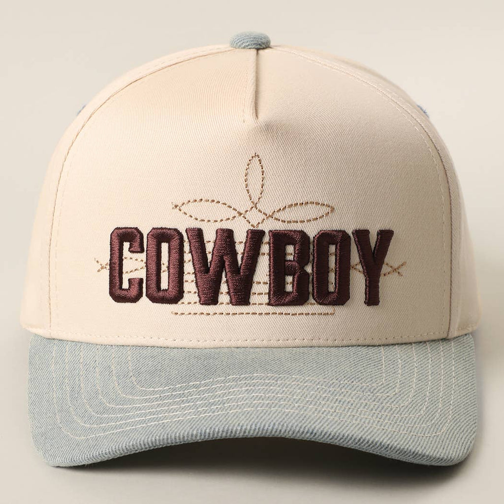 COWBOY 3D Embroidered Two-Tone Trucker Hat: BROWN/BROWN / ONE SIZE