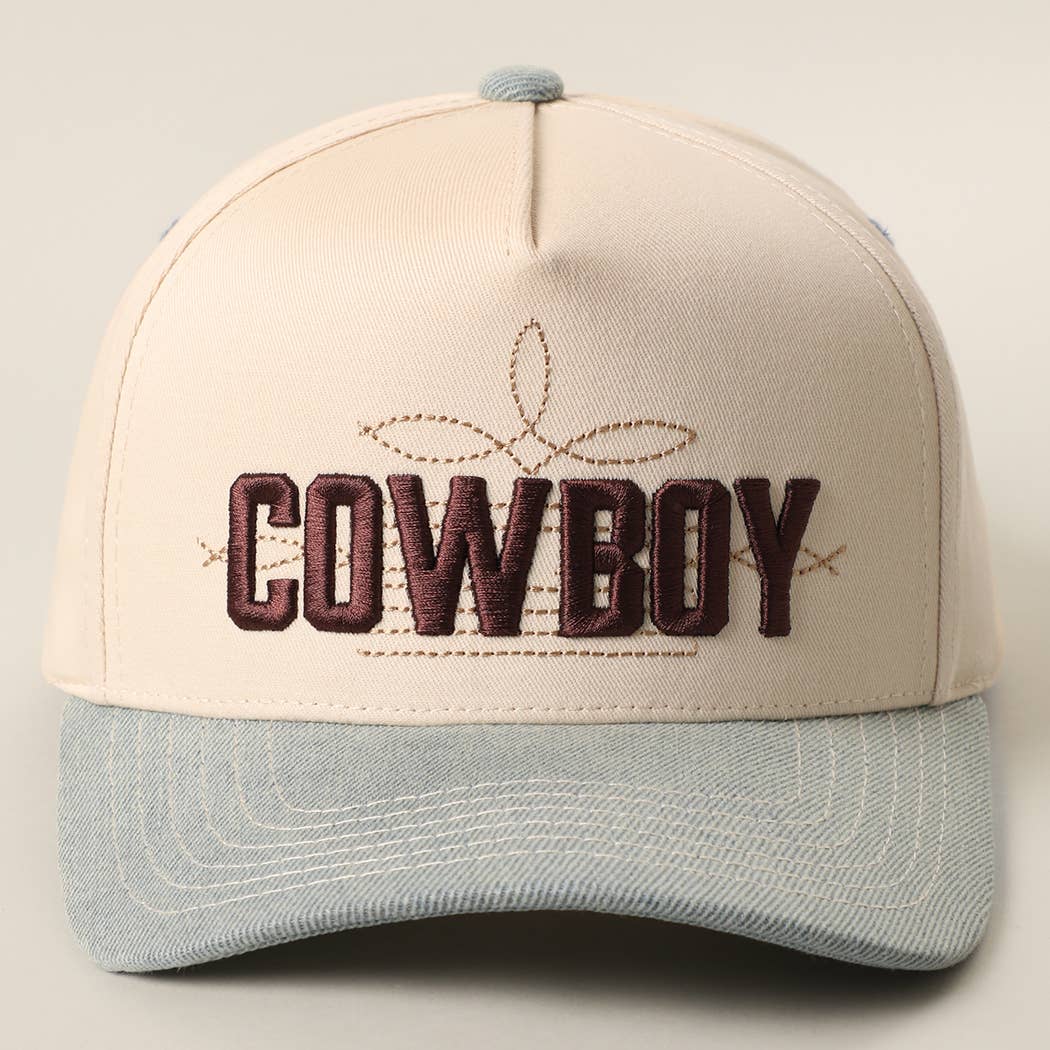 COWBOY 3D Embroidered Two-Tone Trucker Hat: BROWN/BROWN / ONE SIZE