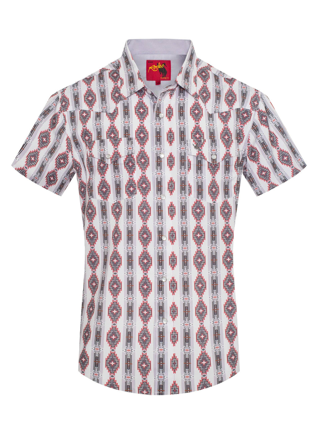 Men's Western Pearl Snap Aztec Print Shirt-MPS110S-1058: M