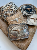 Western Longhorn Steer Metal Belt Buckle: 6