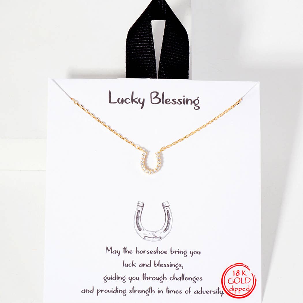 Horseshoe CZ Pendant Gold Dipped Necklace : GDCRY / ONE SIZE