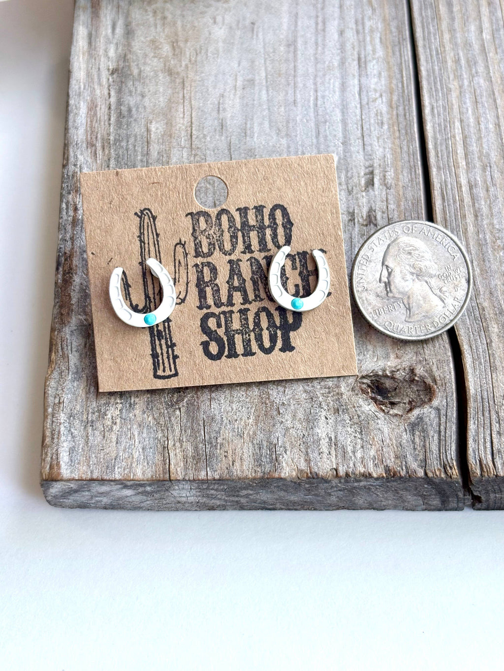 Western Theme Stud Earrings - Steer Longhorn Horse Shoe: Horseshoes TQ