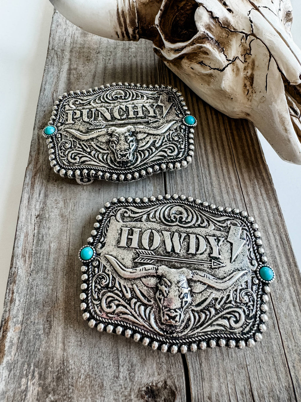 Western Typography Belt Buckle - Howdy - Punchy - Concho: HOWDY